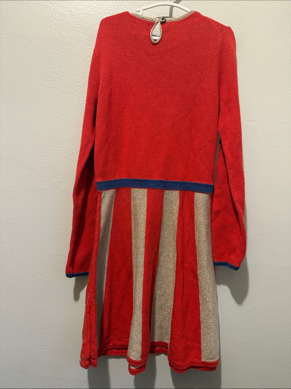 Mini Boden 7 - 8 Years Nutcracker Soldier Red Gold Striped Knit Dress Christmas - Picture 9 of 11